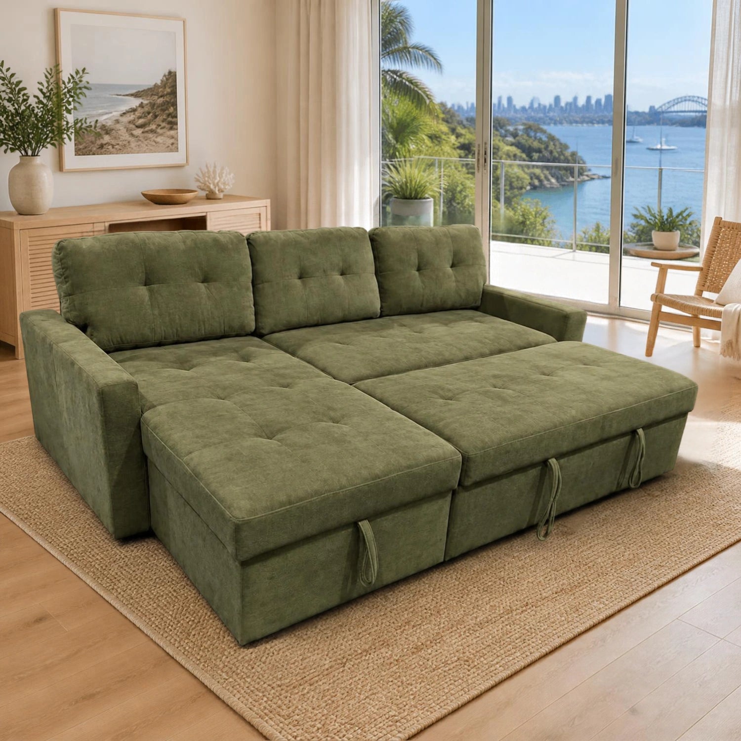Brand new Lisa Tufted Sofa with storage - Olive Green