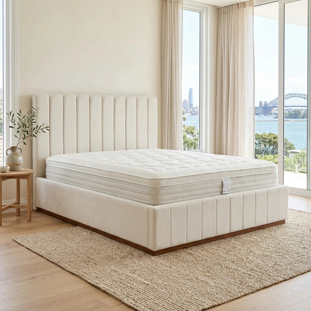 Cream Bed & Mattress Set