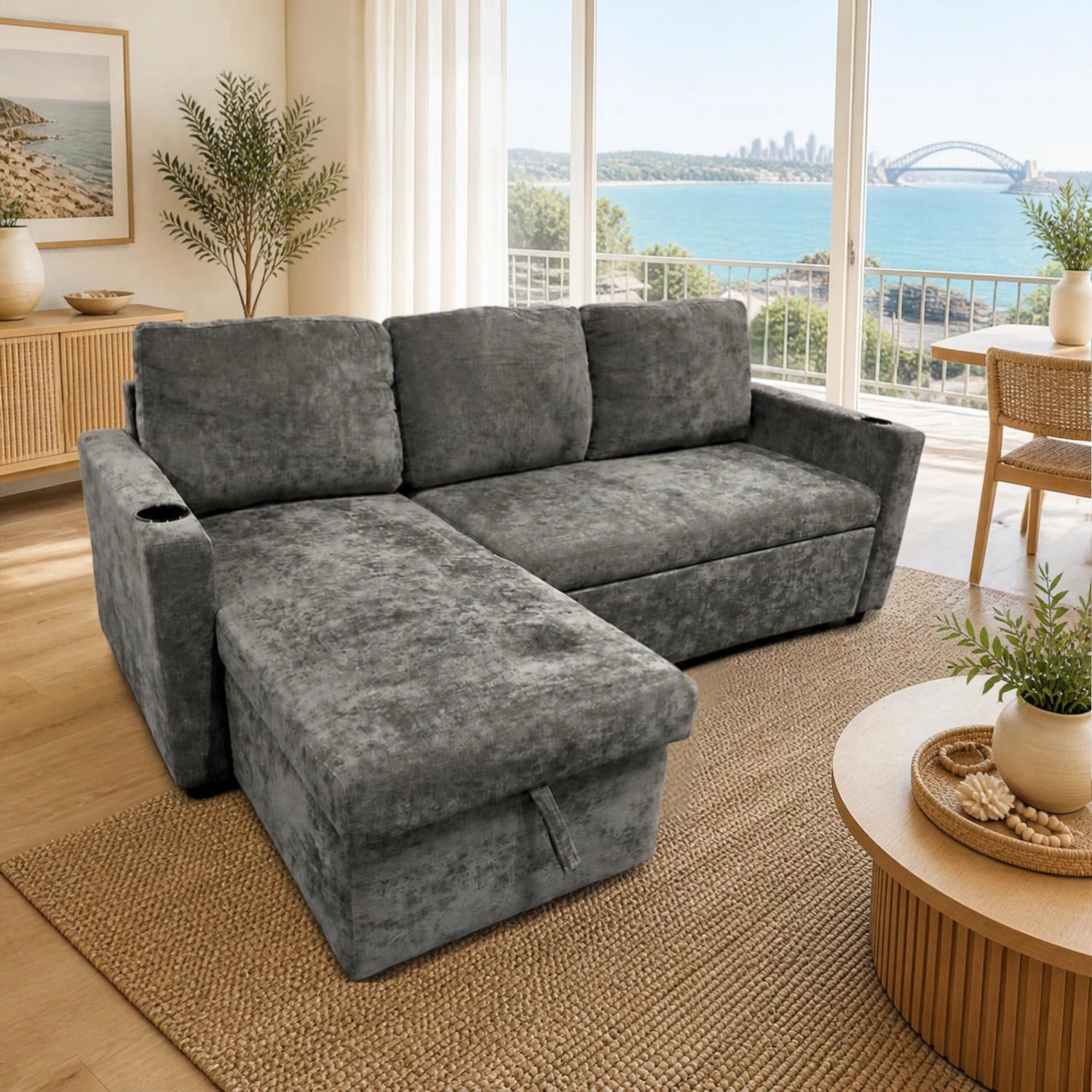 Lisa Sofa Bed, Dark grey/ Charcoal color
