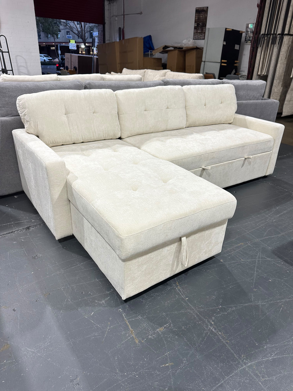 Brand new Lisa Tufted Sofa with storage - Light Cream