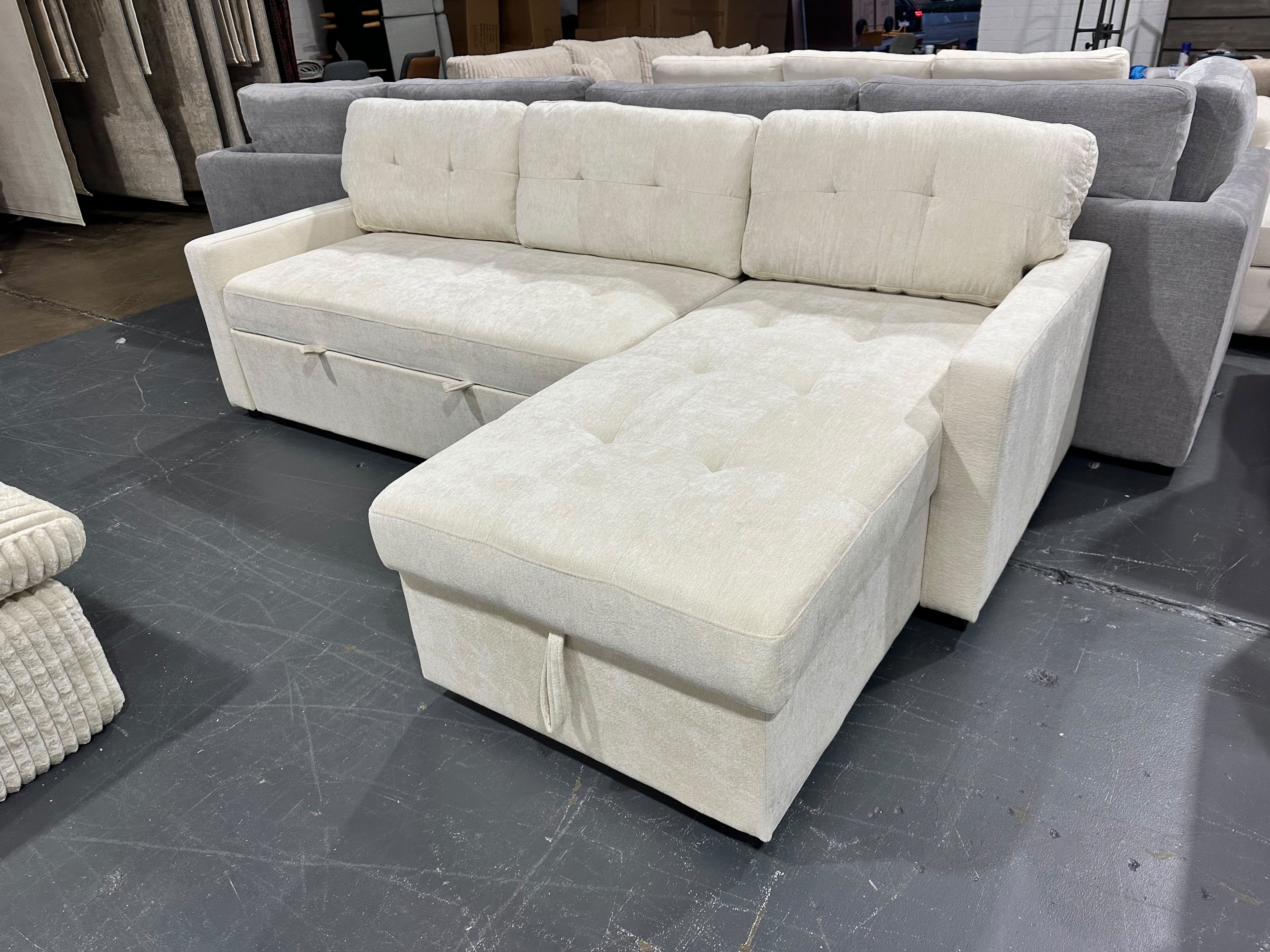 Brand new Lisa Tufted Sofa with storage - Light Cream