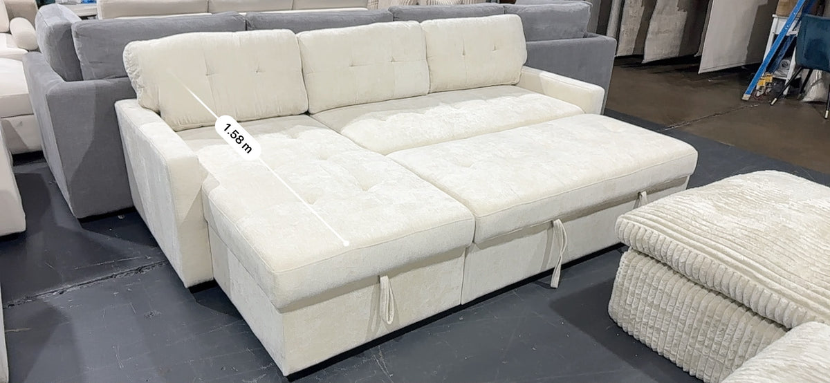 Brand new Lisa Tufted Sofa with storage - Light Cream