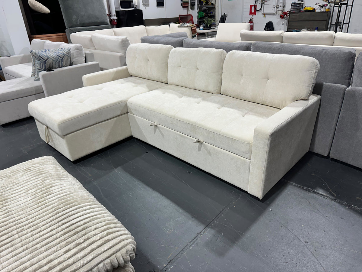 Brand new Lisa Tufted Sofa with storage - Light Cream
