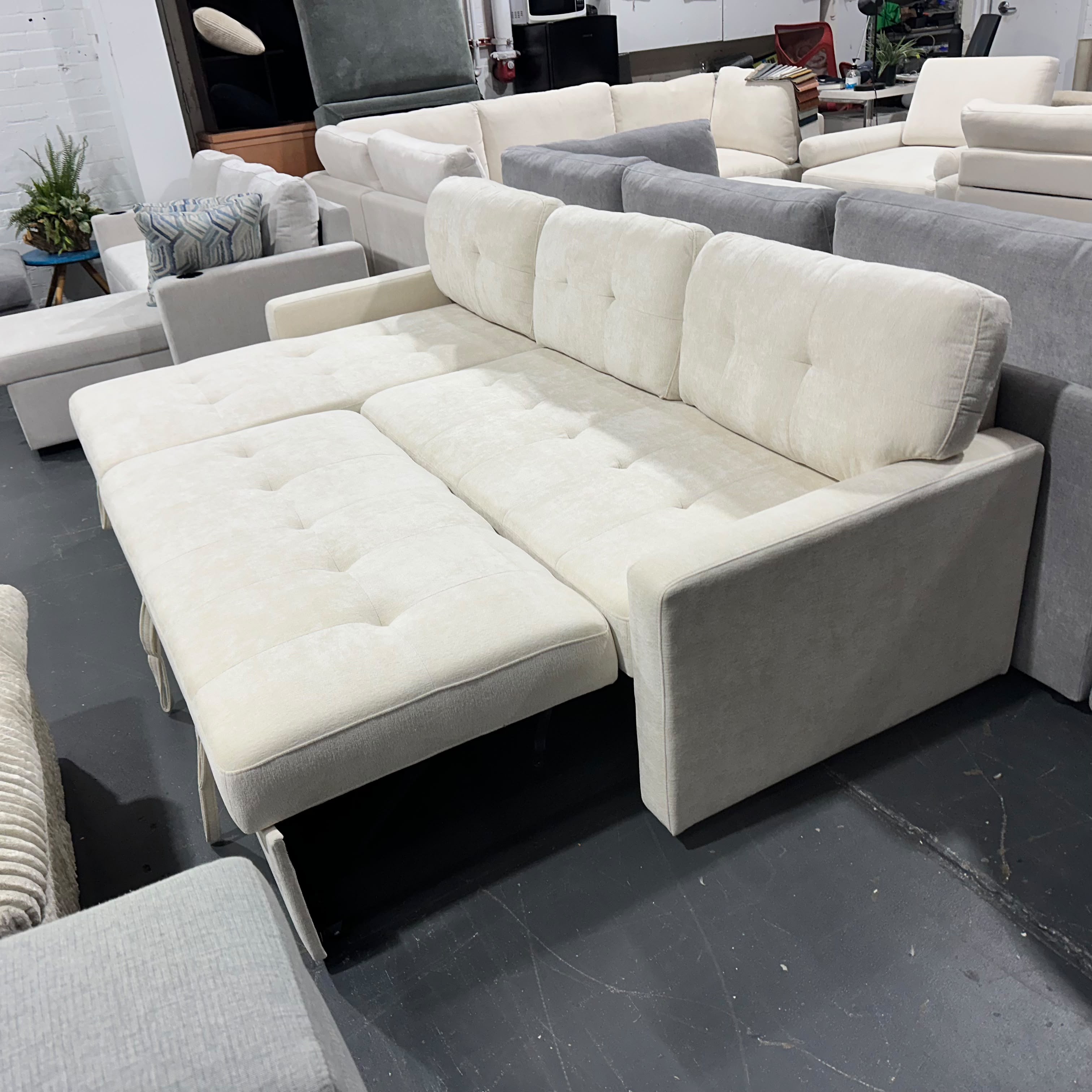 Brand new Lisa Tufted Sofa with storage - Light Cream
