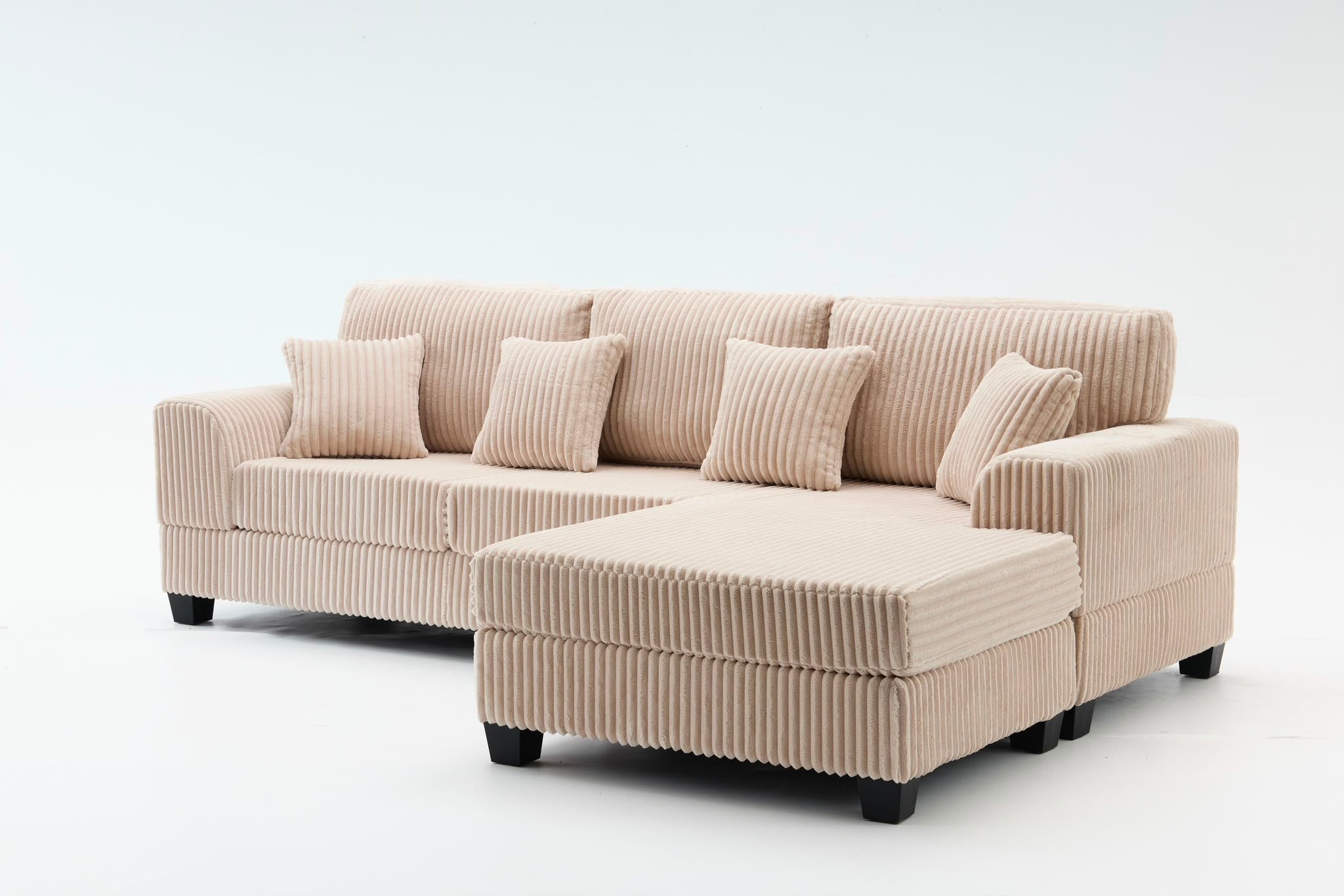 Noosa Reversible chaise corduroy sofa. Removable and washable covers