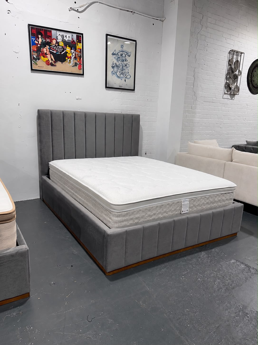 Solid Upholstered Bed Frame