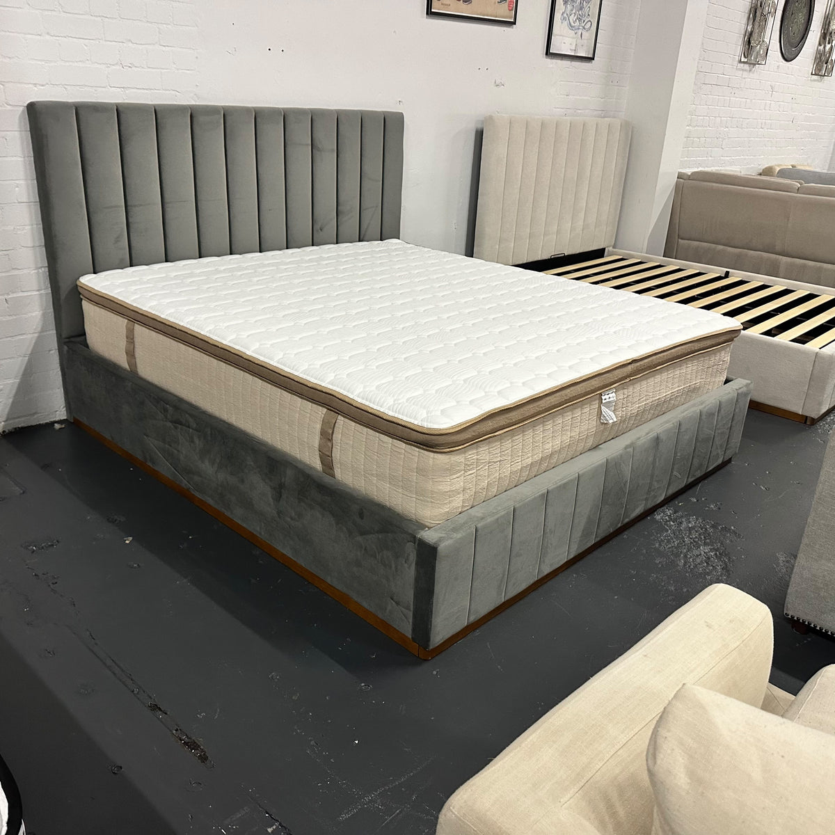 Solid Upholstered Bed Frame