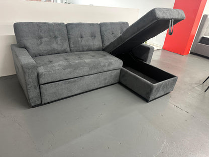 Oslo Reversible Pull-Out Sofa Bed with Storage – Charcoal Grey