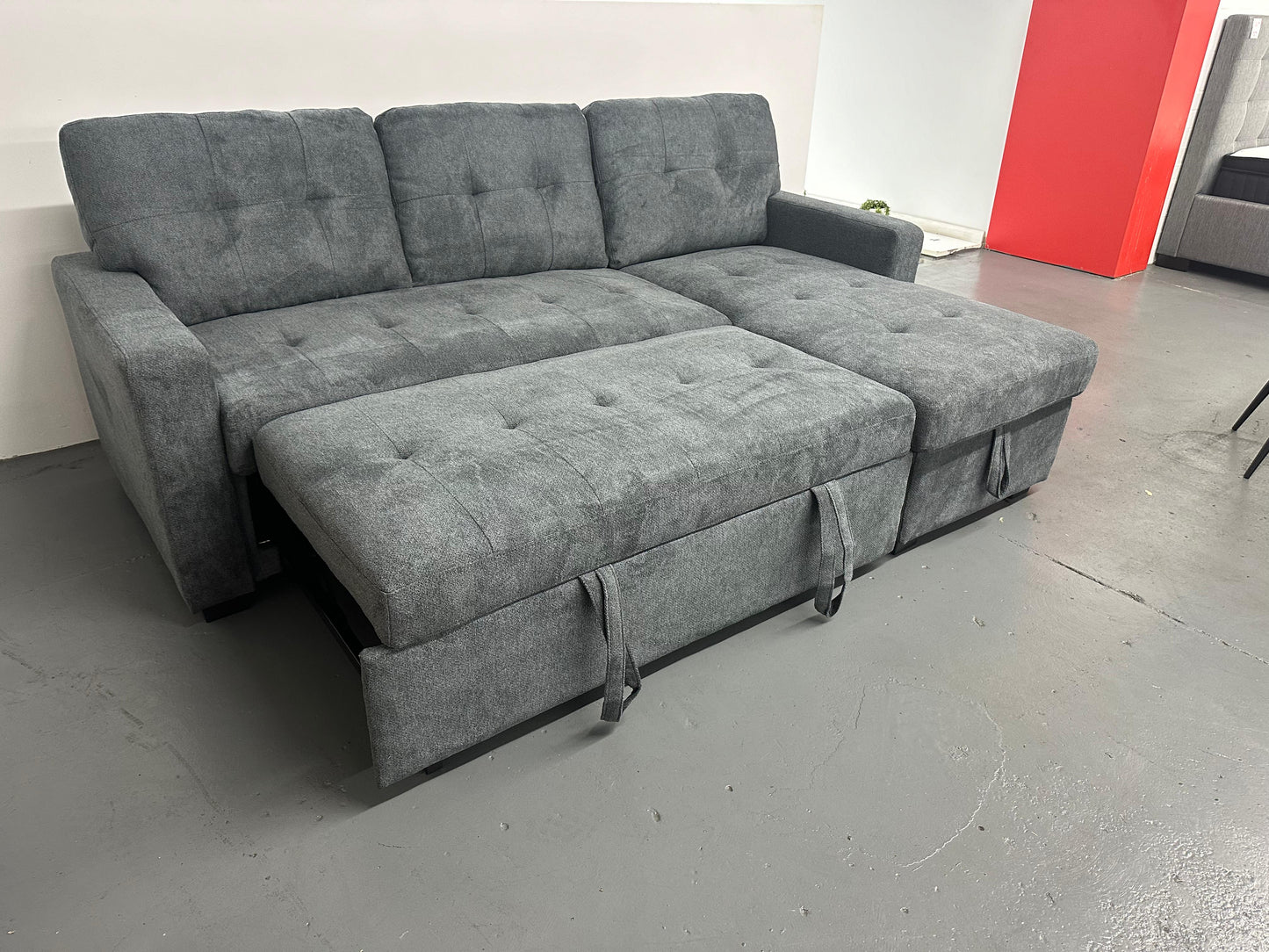 Oslo Reversible Pull-Out Sofa Bed with Storage – Charcoal Grey