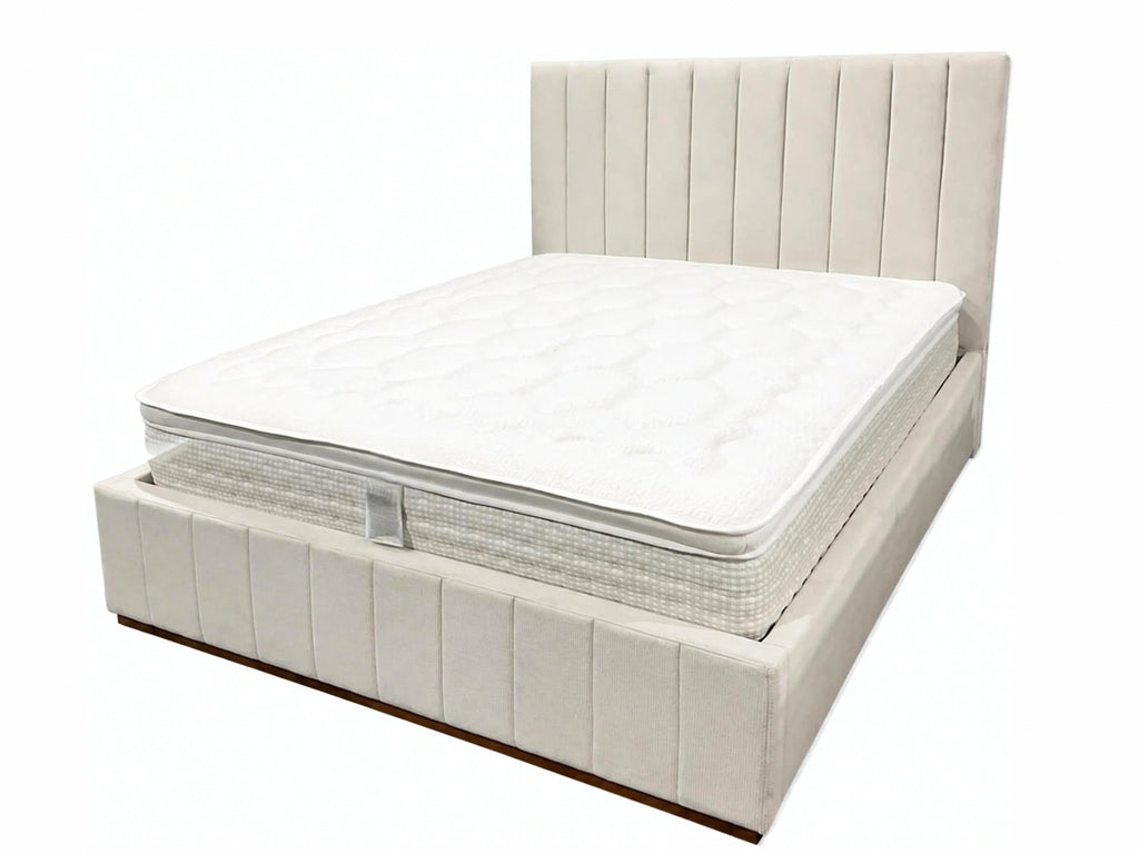 Cream Bed & Mattress Set