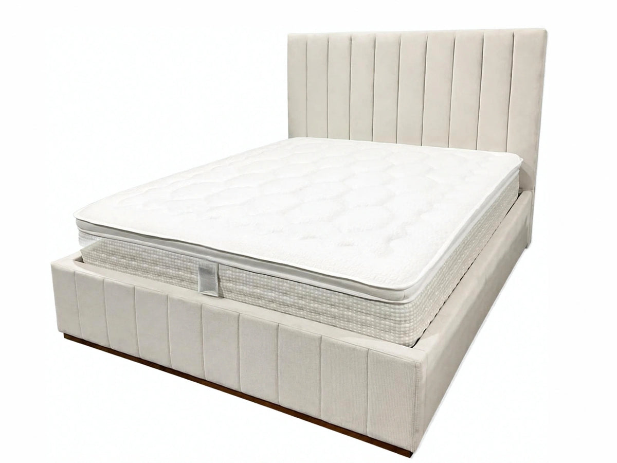 Cream Bed & Mattress Set