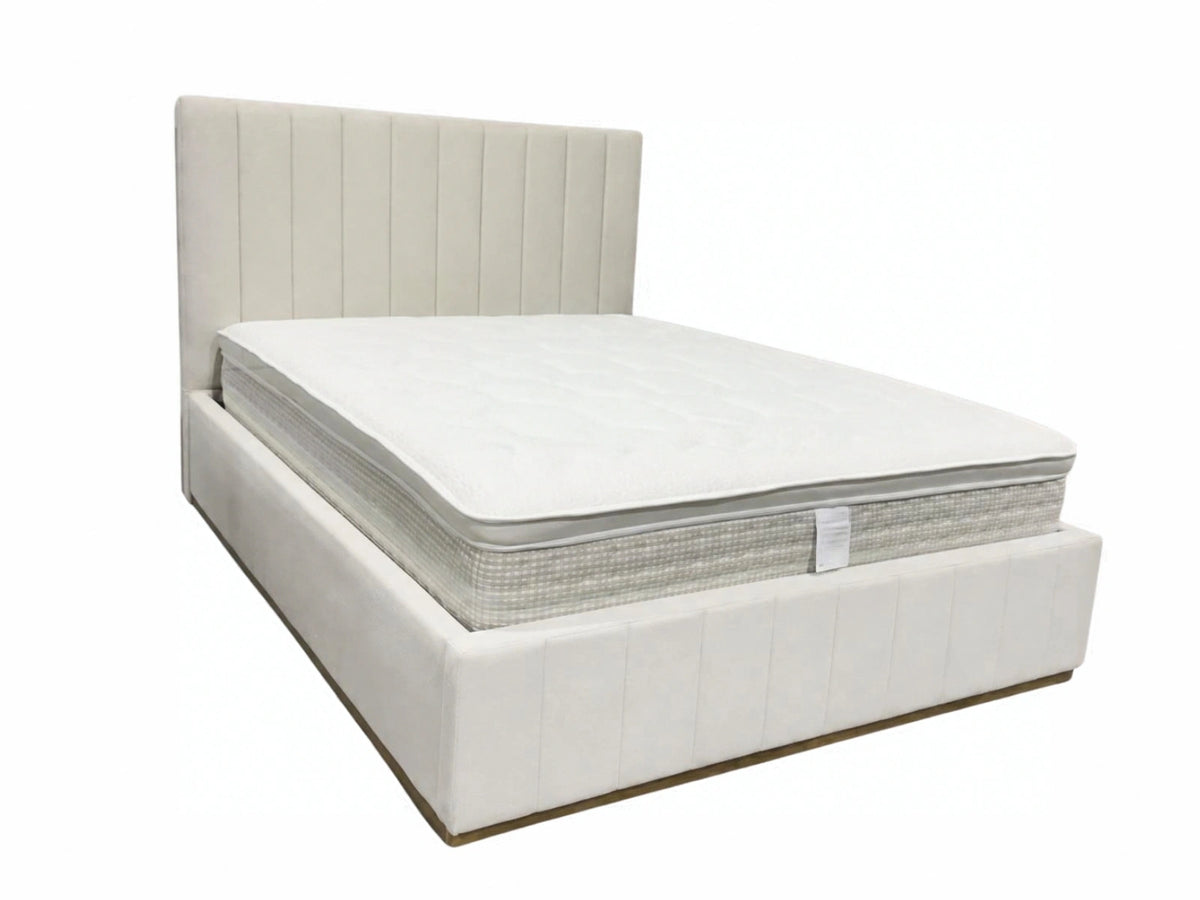 Cream Bed & Mattress Set
