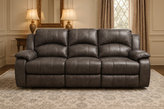 Aston Charcoal Techno-Fabric Manual Recliner Sofa – 3 Seater