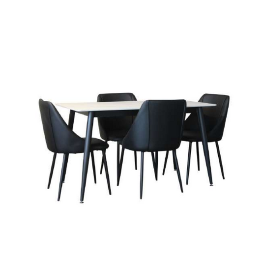 Vito 5 Pcs 130 x 70 Dining Set with Zurich Chair Black PU