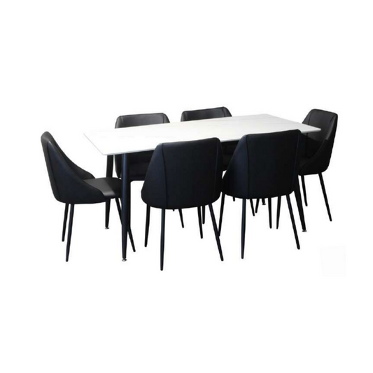 Vito 7 Pcs 150 x 90 Dining Set with Zurich Chair Black PU