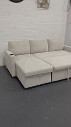 Lisa Sofa Bed with Storage (Very light grey/ Cream)
